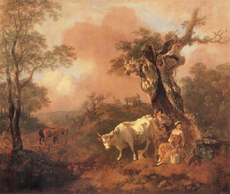 Thomas Gainsborough Landscape with a Woodcutter cowrting a Milkmaid oil painting picture